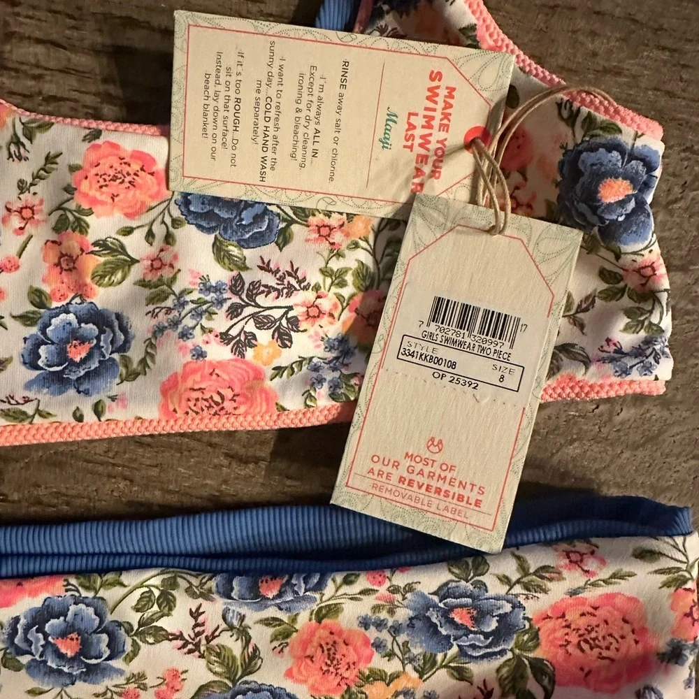 👧 Maaji Girls Coral Peony Iceland Reversible Bikini- Size 16.
